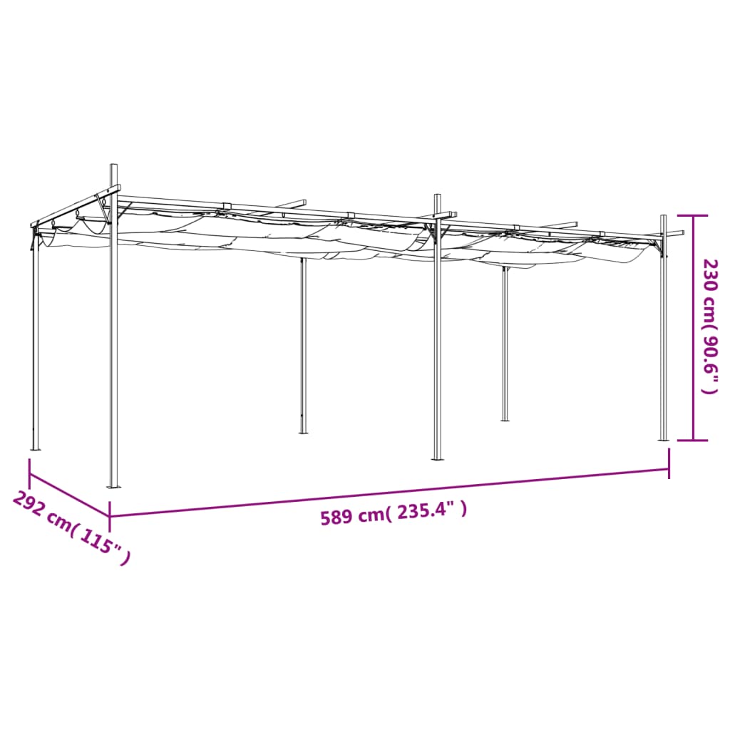 vidaXL Pergola with Retractable Roof Anthracite 589x292x230 cm