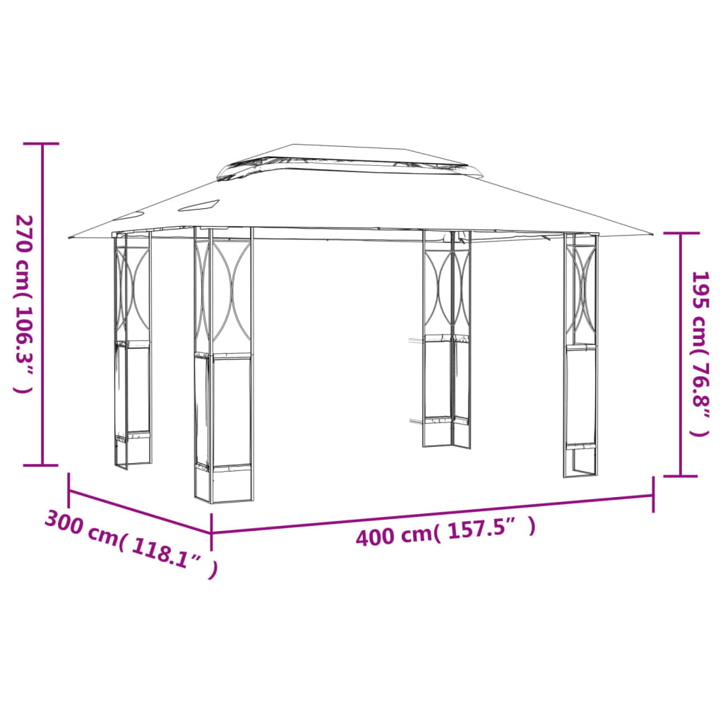 vidaXL Gazebo with Roof Anthracite 400x300x270 cm Steel