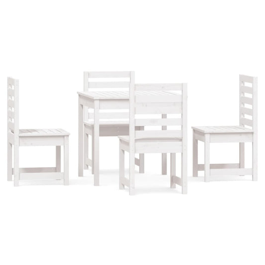 vidaXL 5 Piece Garden Dining Set White Solid Wood Pine