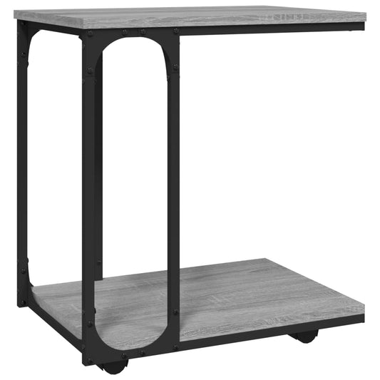 vidaXL Side Table with Wheels Grey Sonoma 50x35x55,5cm Engineered Wood