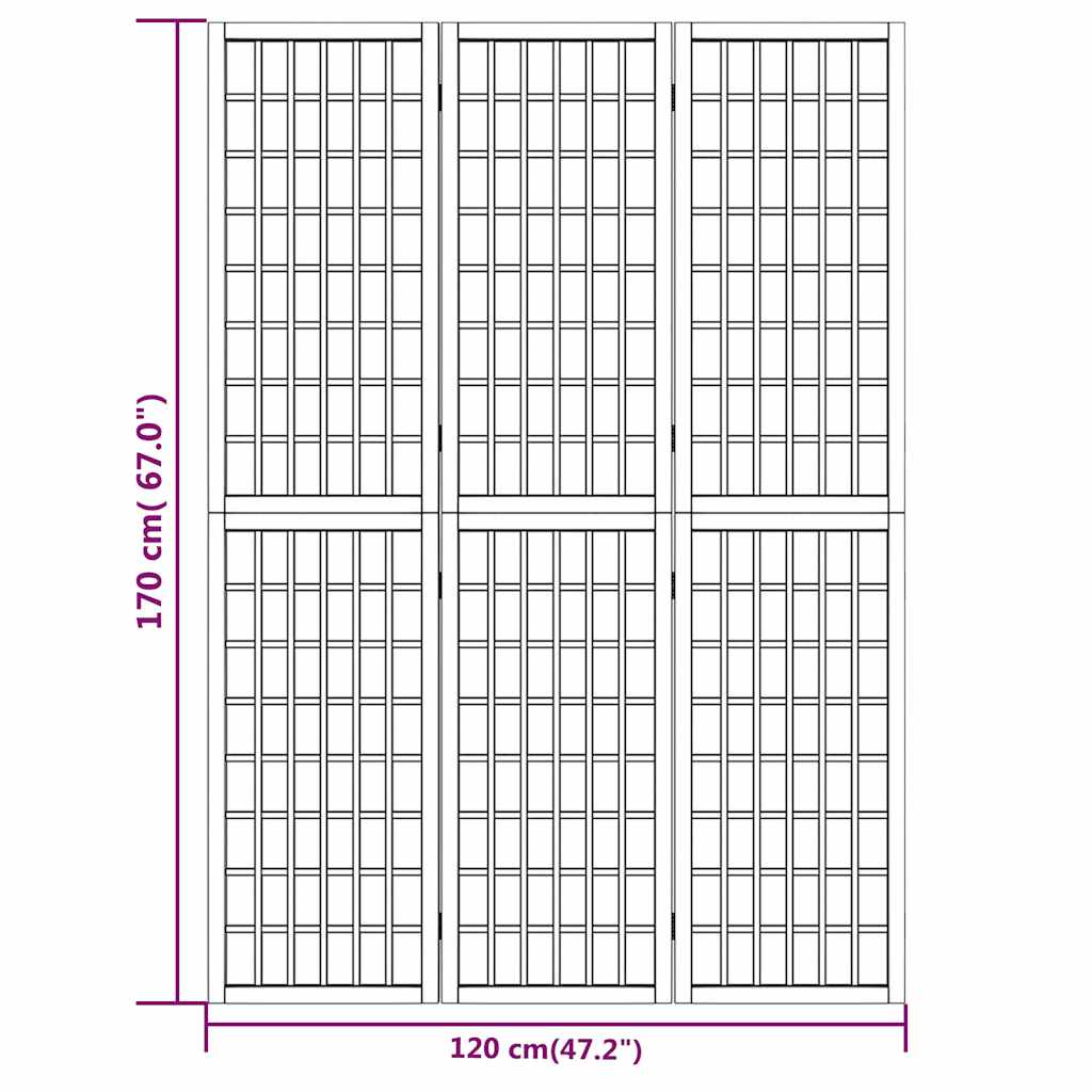 vidaXL Folding 3-Panel Room Divider Japanese Style 120x170 cm Black