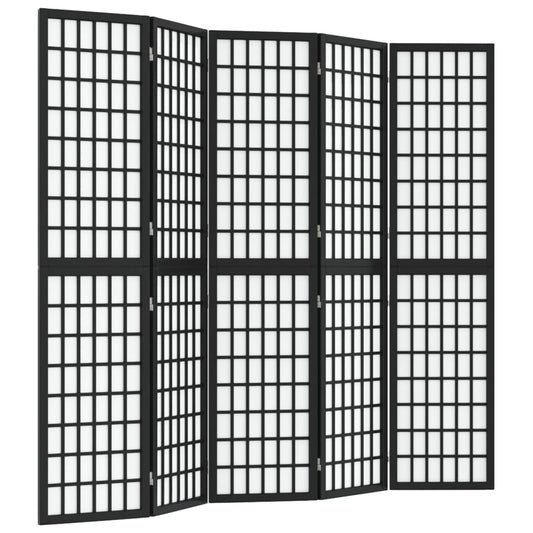 vidaXL Folding 5-Panel Room Divider Japanese Style 200x170 cm Black