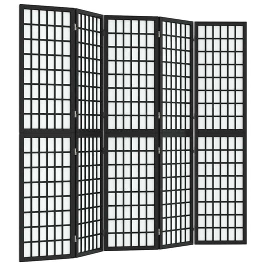 vidaXL Folding 5-Panel Room Divider Japanese Style 200x170 cm Black