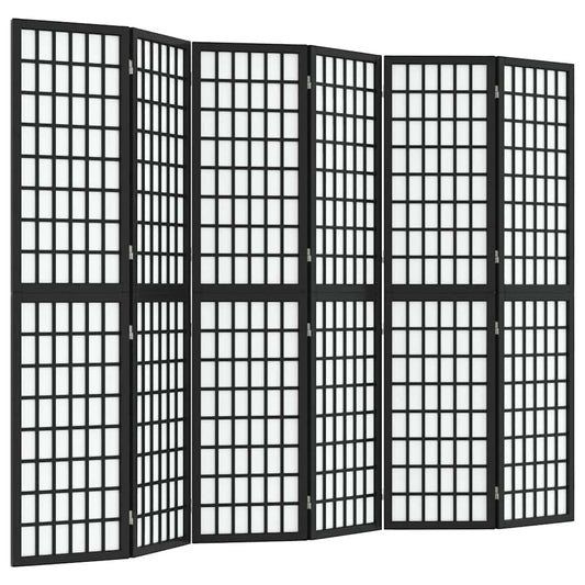 vidaXL Folding 6-Panel Room Divider Japanese Style 240x170 cm Black
