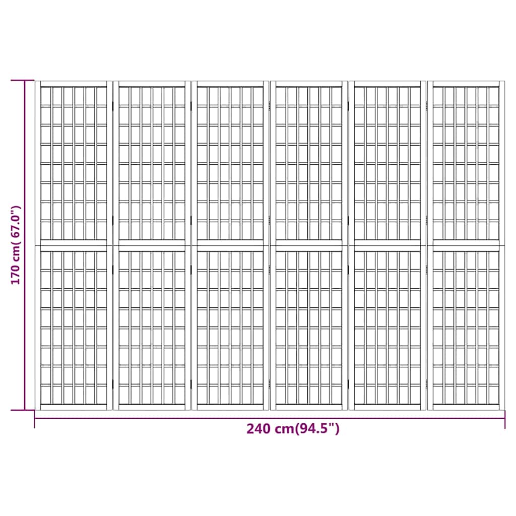 vidaXL Folding 6-Panel Room Divider Japanese Style 240x170 cm Black