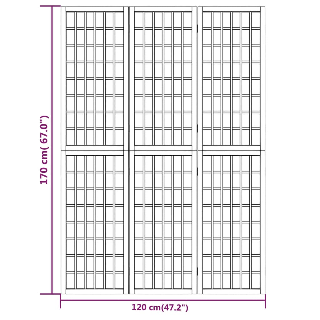 vidaXL Folding 3-Panel Room Divider Japanese Style 120x170 cm