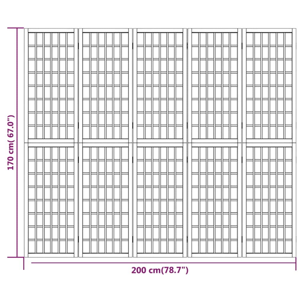 vidaXL Folding 5-Panel Room Divider Japanese Style 200x170 cm