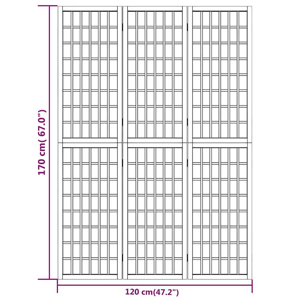 vidaXL Folding 3-Panel Room Divider Japanese Style 120x170 cm White