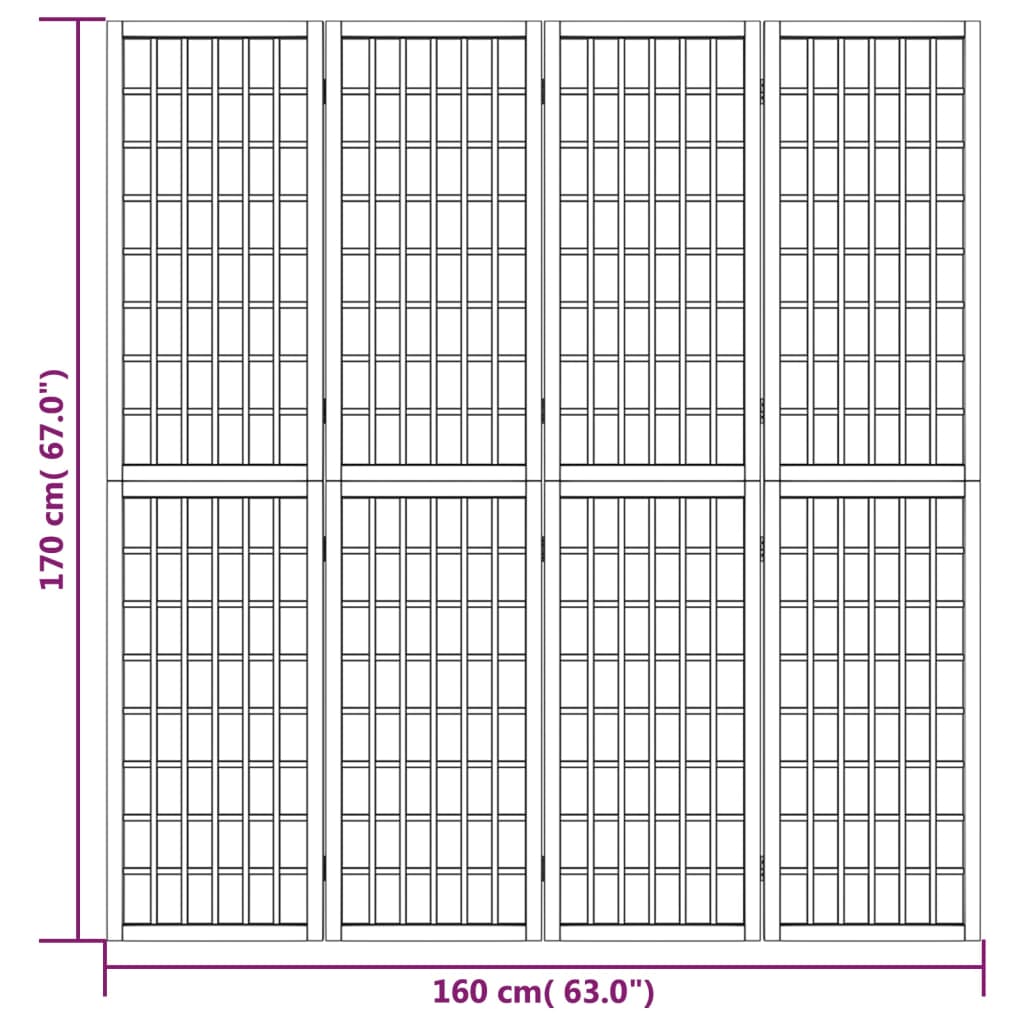 vidaXL Folding 4-Panel Room Divider Japanese Style 160x170 cm White
