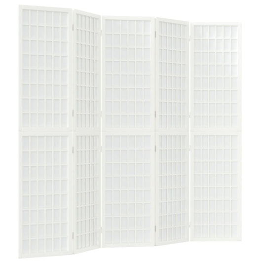 vidaXL Folding 5-Panel Room Divider Japanese Style 200x170 cm White