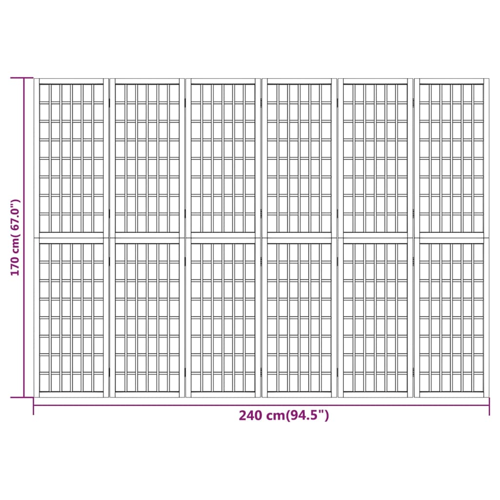 vidaXL Folding 6-Panel Room Divider Japanese Style 240x170 cm White