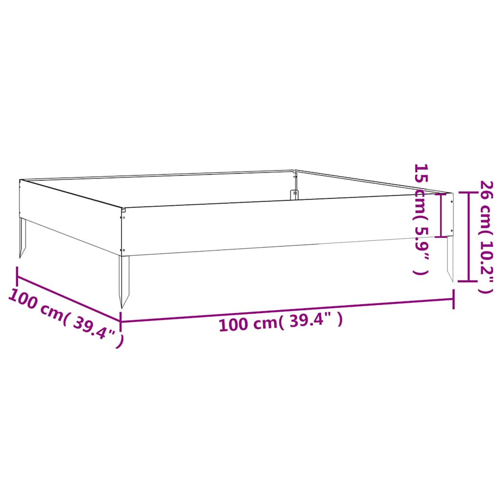 824514 vidaXL Garden Raised Bed 100x100x26 cm Corten Steel