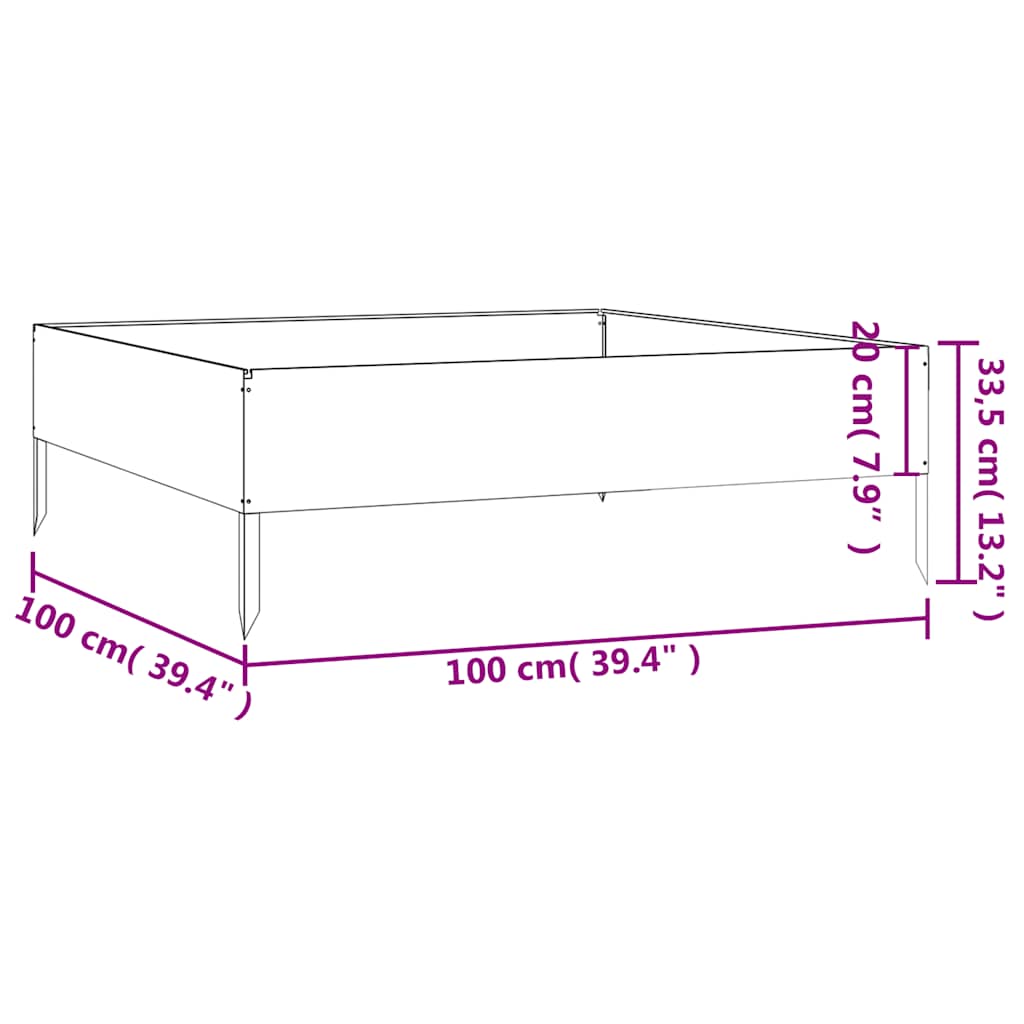 824515 vidaXL Garden Raised Bed 100x100x33,5 cm Corten Steel