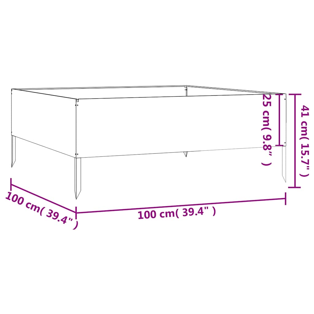 vidaXL Garden Raised Bed 100x100x41 cm Corten Steel