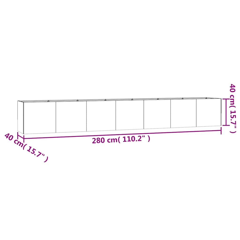 vidaXL Garden Raised Bed 280x40x40 cm Corten Steel