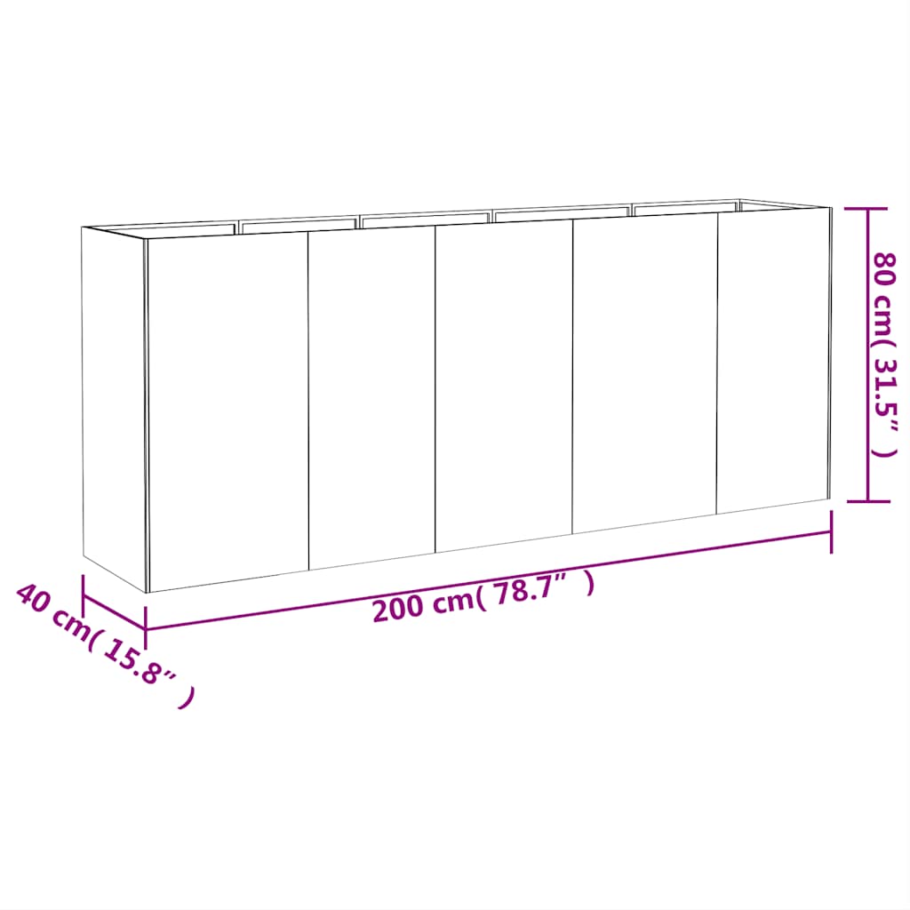 824527 vidaXL Garden Raised Bed 200x40x80 cm Corten Steel