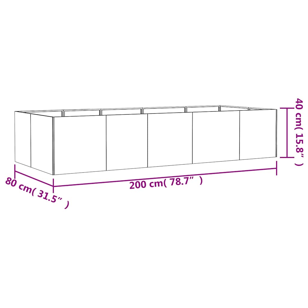vidaXL Garden Raised Bed 200x80x40 cm Corten Steel