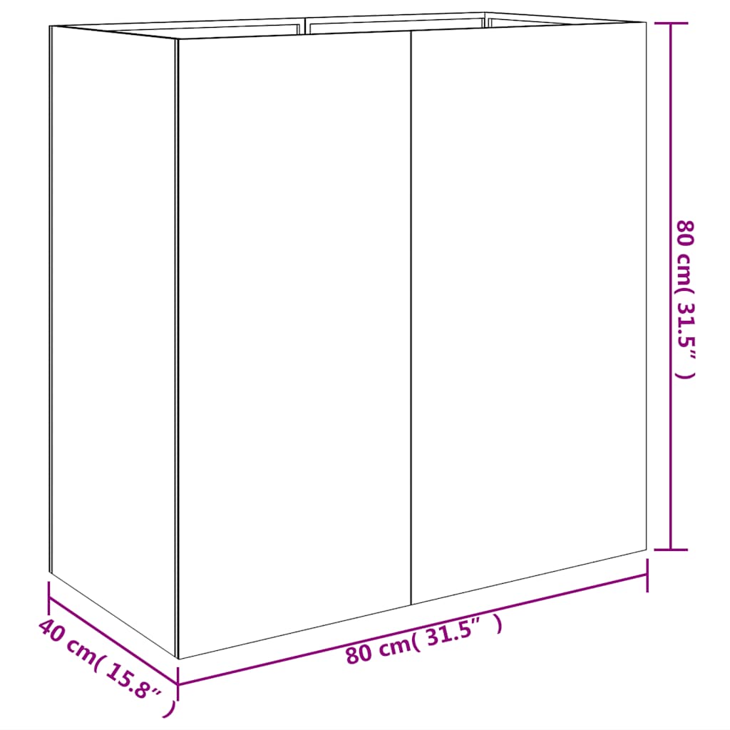 vidaXL Planter 40x80x80 cm Corten Steel