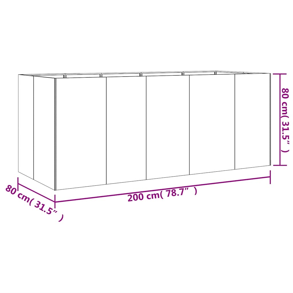 vidaXL Garden Raised Bed 200x80x80 cm Corten Steel