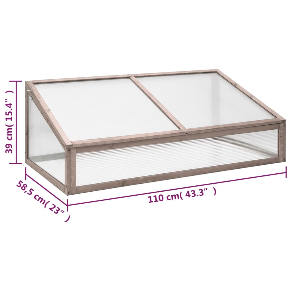 vidaXL Greenhouse Grey 110x56x39 cm Fir Wood