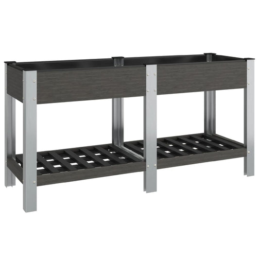 vidaXL Garden Raised Bed with Shelf Grey 150x50x75 cm WPC