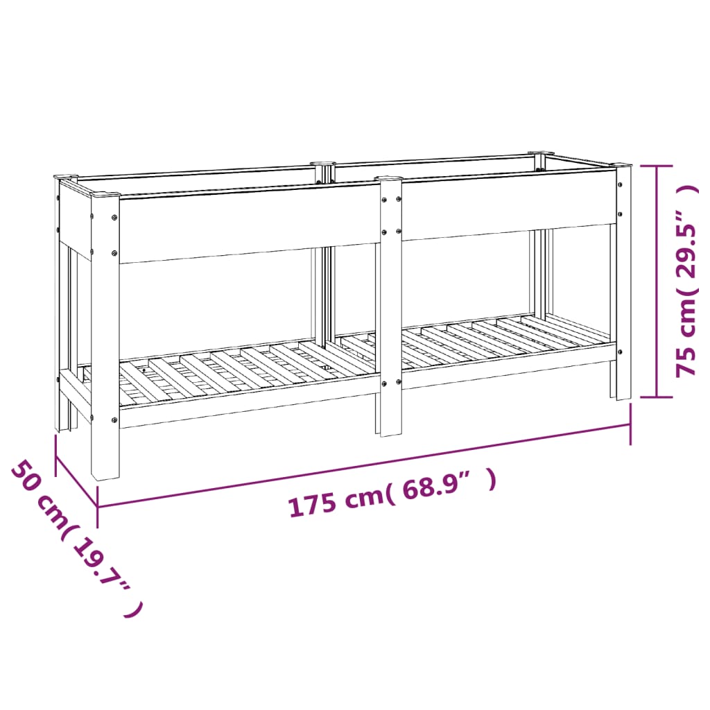 vidaXL Garden Raised Bed with Shelf Grey 175x50x75 cm WPC