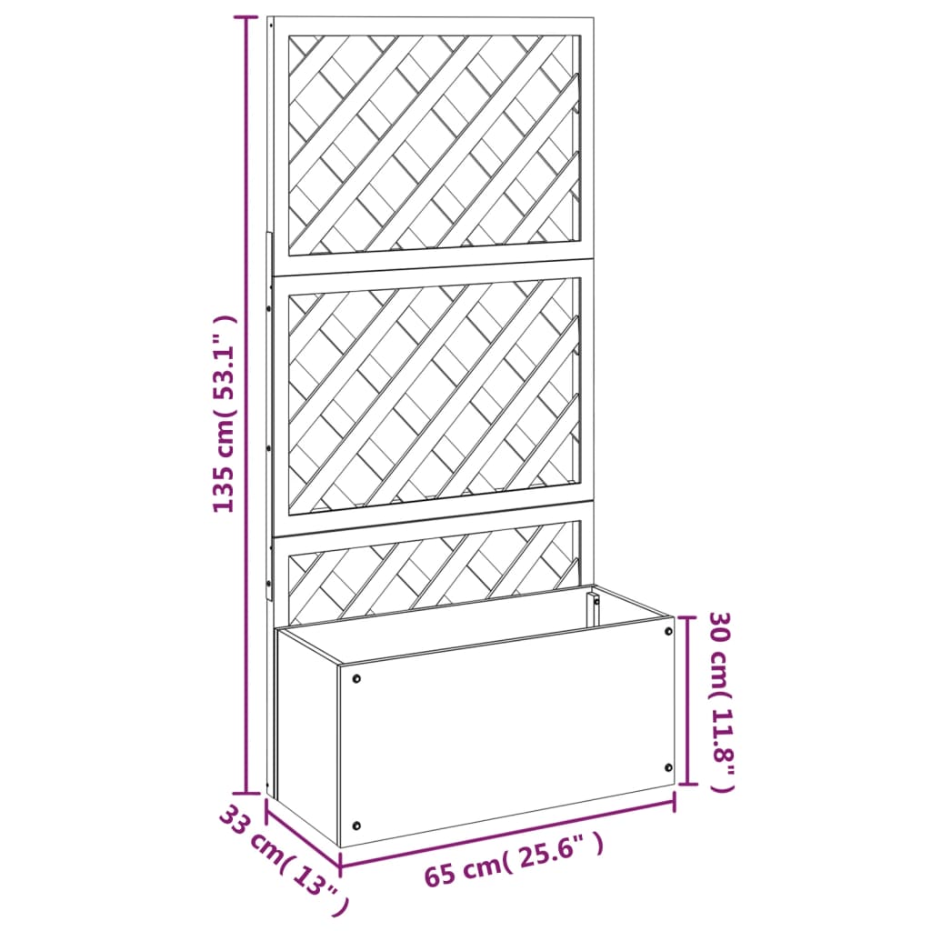 vidaXL Trellis Planter Grey 65x33x135 cm WPC