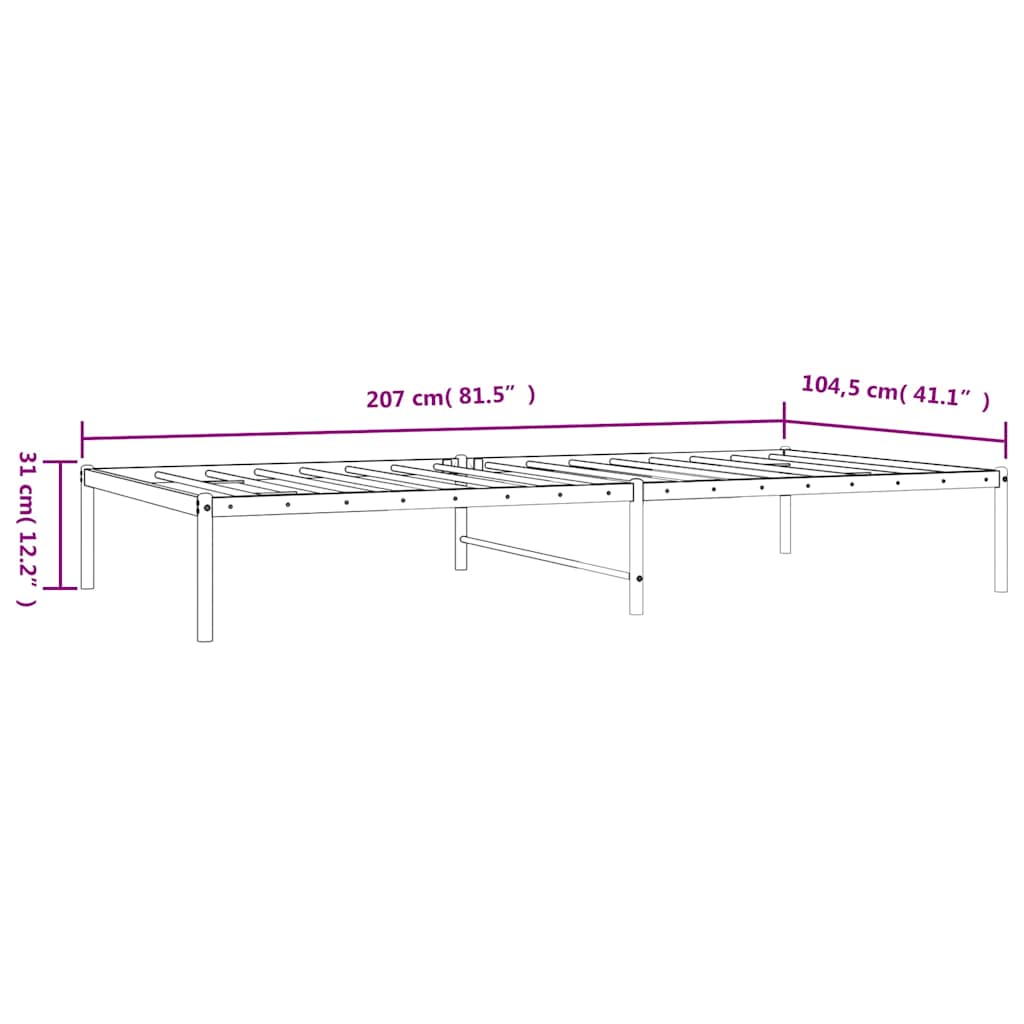 vidaXL Metal Bed Frame without Mattress Black 100x200cm