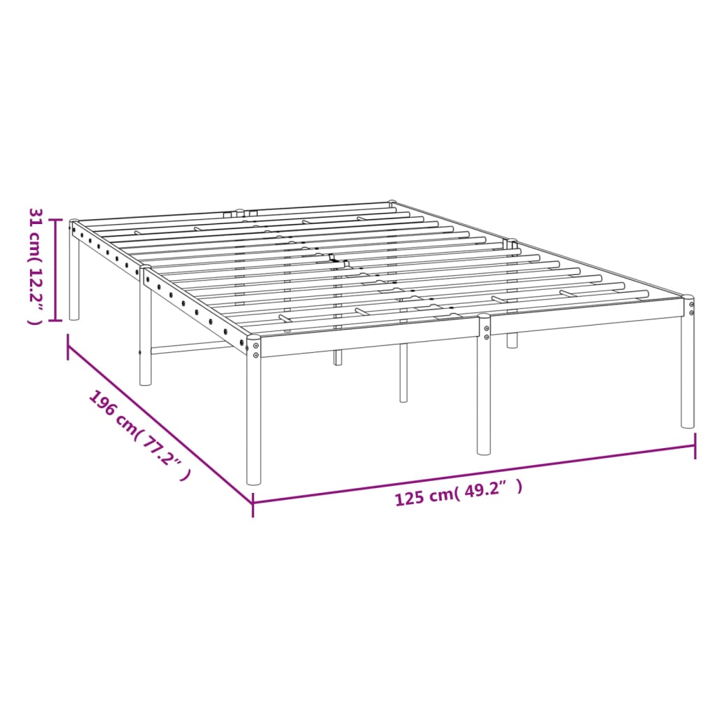 vidaXL Metal Bed Frame without Mattress Black 120x190cm