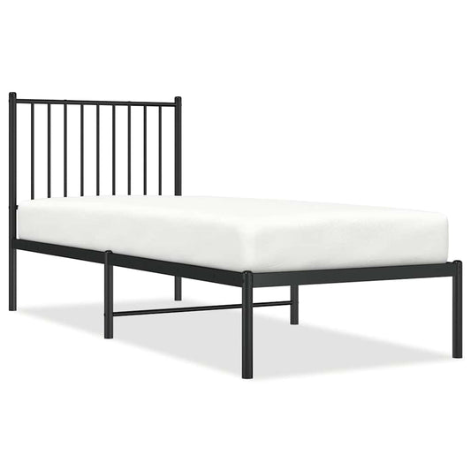 vidaXL Metal Bed Frame without Mattress with Headboard Black 80x200cm