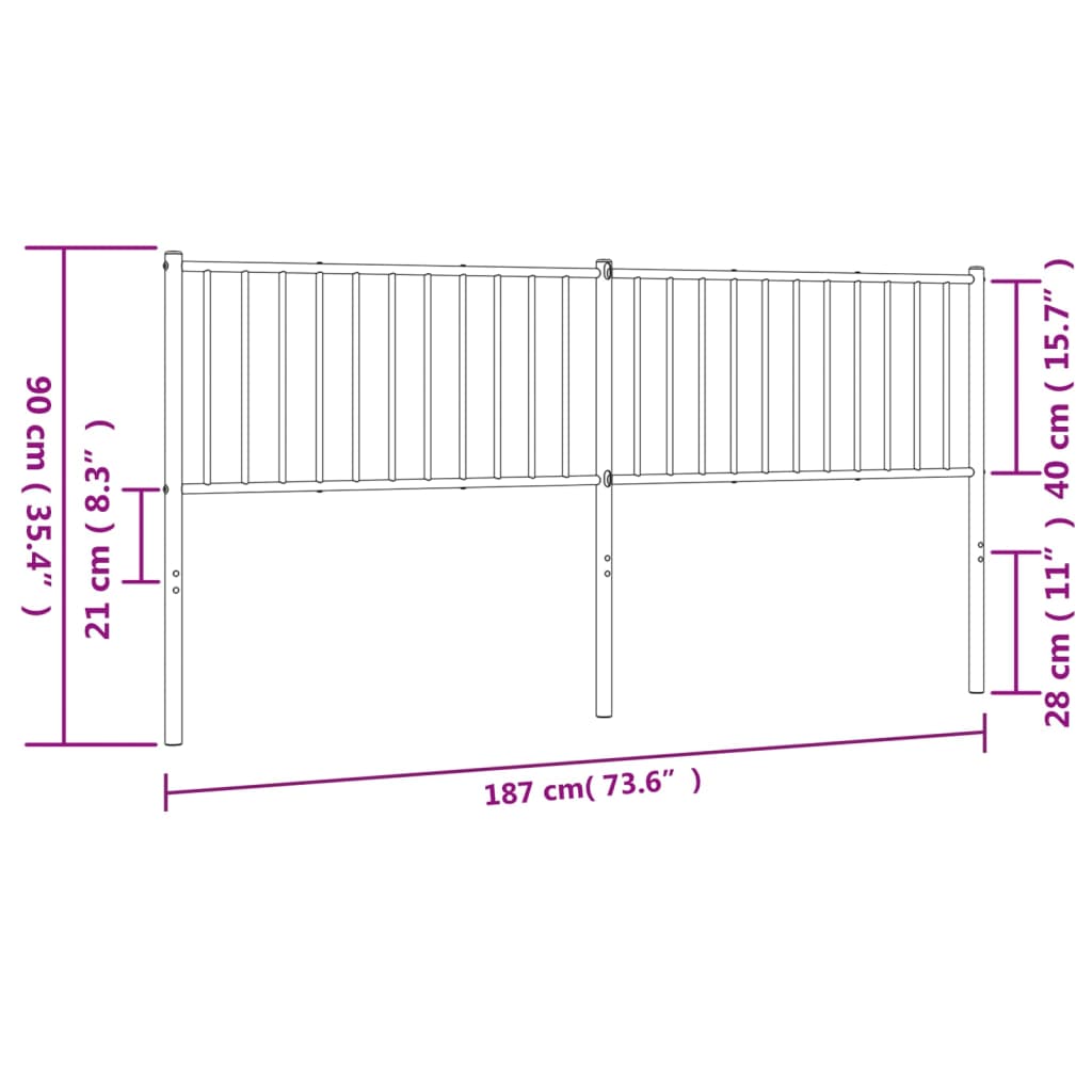 vidaXL Metal Replace Headboard Black 180 cm