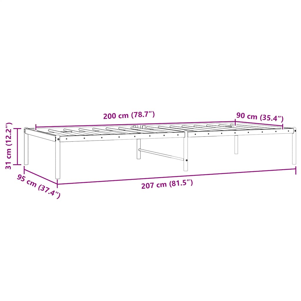 vidaXL Metal Bed Frame without Mattress White 90x200cm
