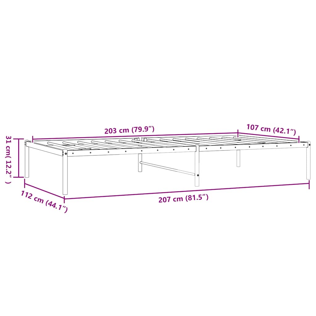 vidaXL Metal Bed Frame without Mattress White 107x203cm
