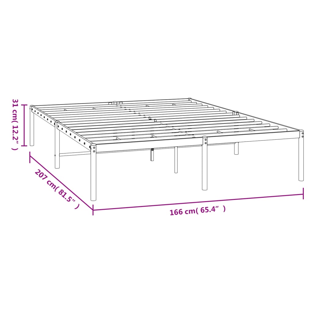 vidaXL Metal Bed Frame without Mattress White 160x200cm