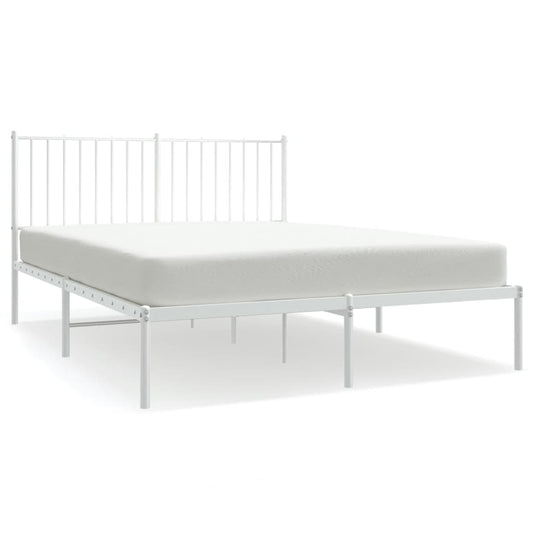 vidaXL Metal Bed Frame without Mattress with Headboard White 140x200cm