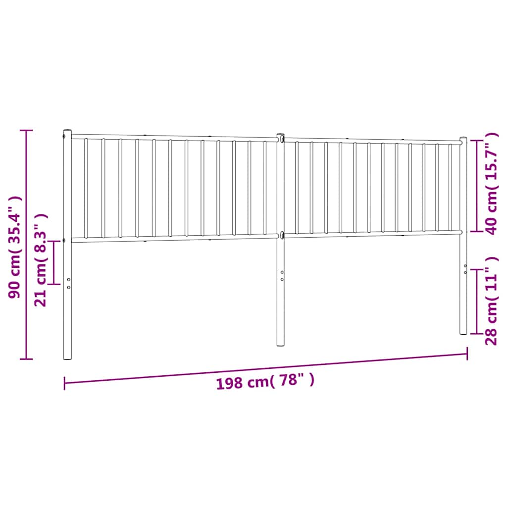 vidaXL Metal Replace Headboard White 193 cm