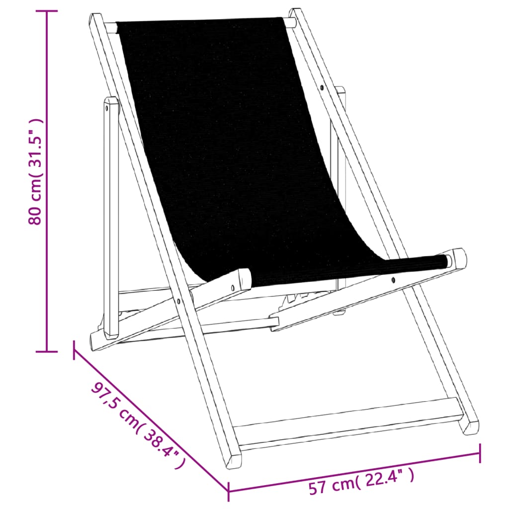 vidaXL Beach Chair | Set of 2 | Black | Aluminium, Textilene | Compact