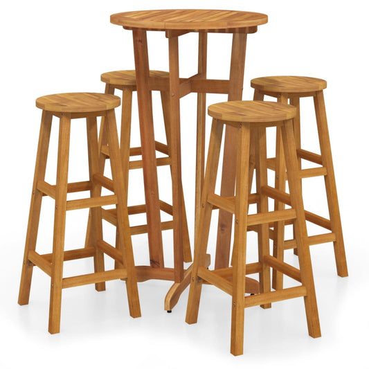 vidaXL 5 Piece Garden Bar Set Solid Wood Acacia