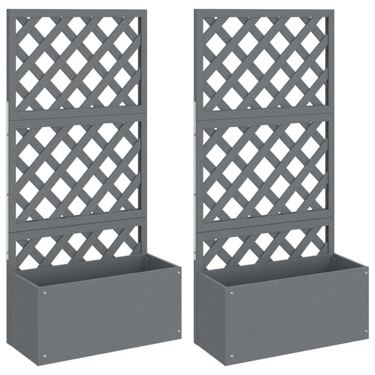 vidaXL Trellis Planters 2 pcs Grey 65x33x135 cm WPC