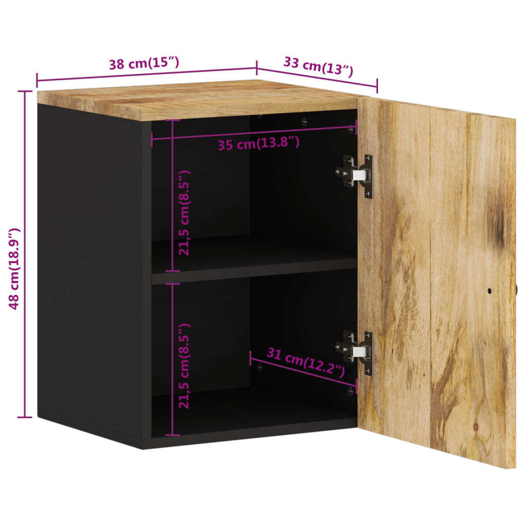 vidaXL Bathroom Wall Cabinet 38x33x48 cm Solid Wood Mango