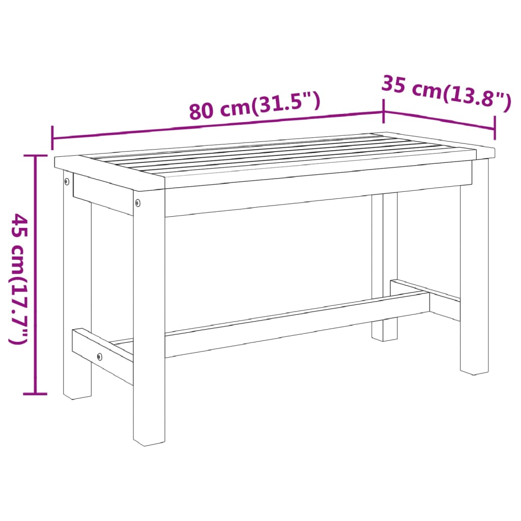 vidaXL Garden Bench 80x35x45 cm Solid Wood Acacia