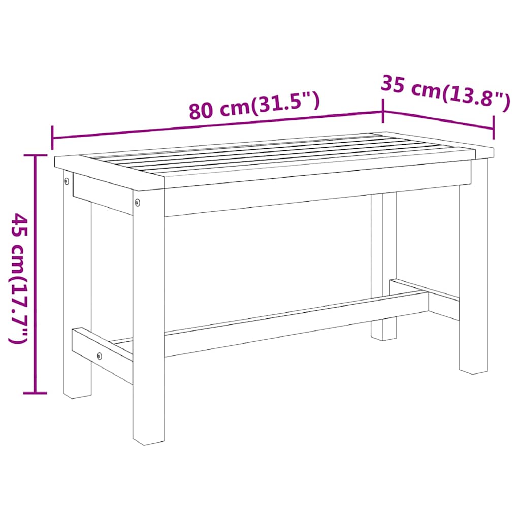 vidaXL Garden Bench 80x35x45 cm Solid Wood Acacia