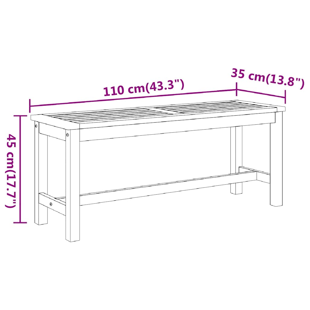 vidaXL Garden Bench 110x35x45 cm Solid Wood Acacia
