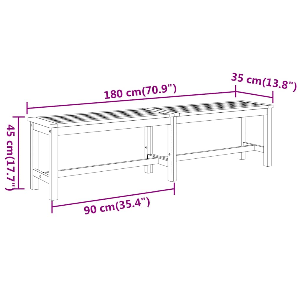 vidaXL Garden Bench 180x35x45 cm Solid Wood Acacia