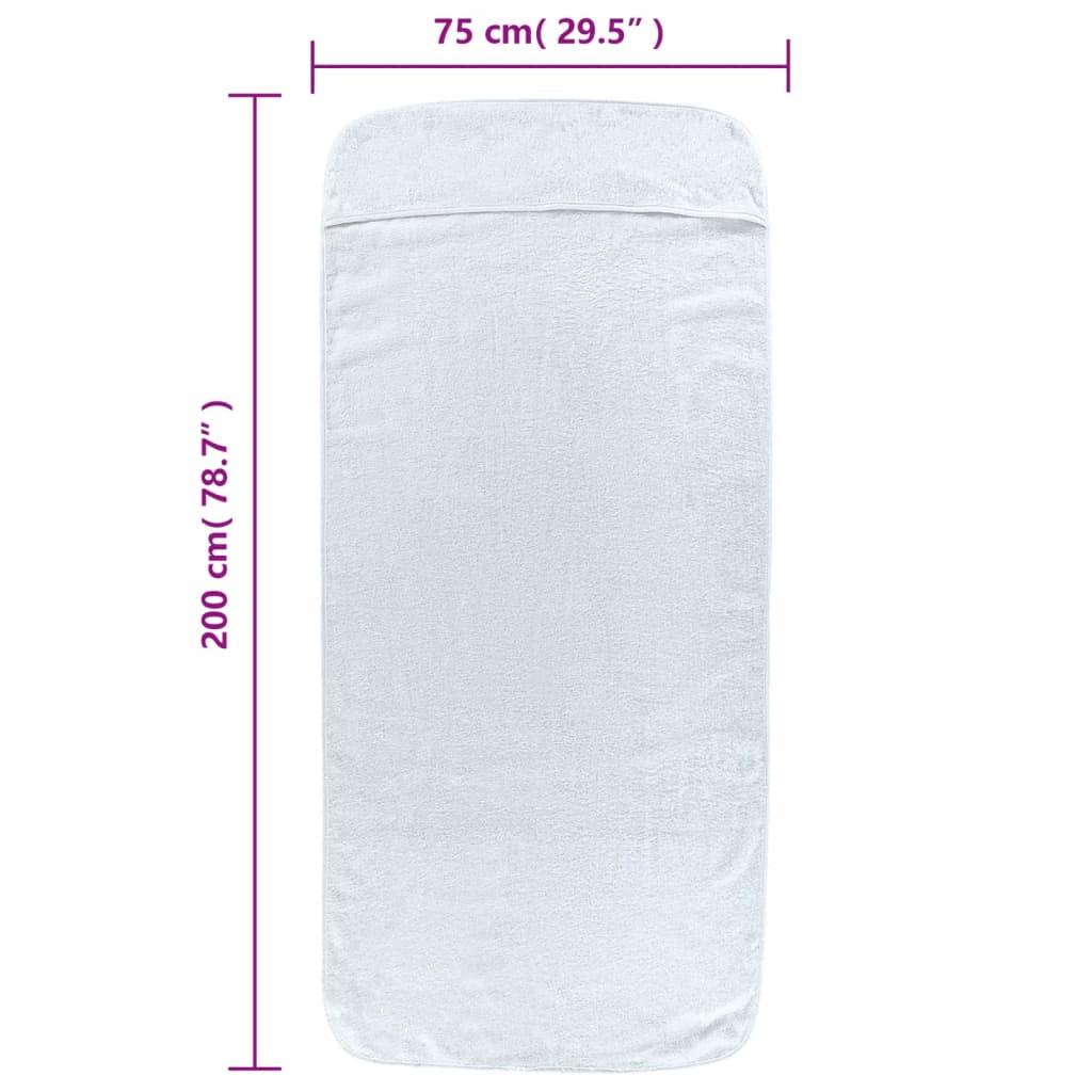 vidaXL Beach Towels 2 pcs White 75x200 cm Fabric 400 GSM