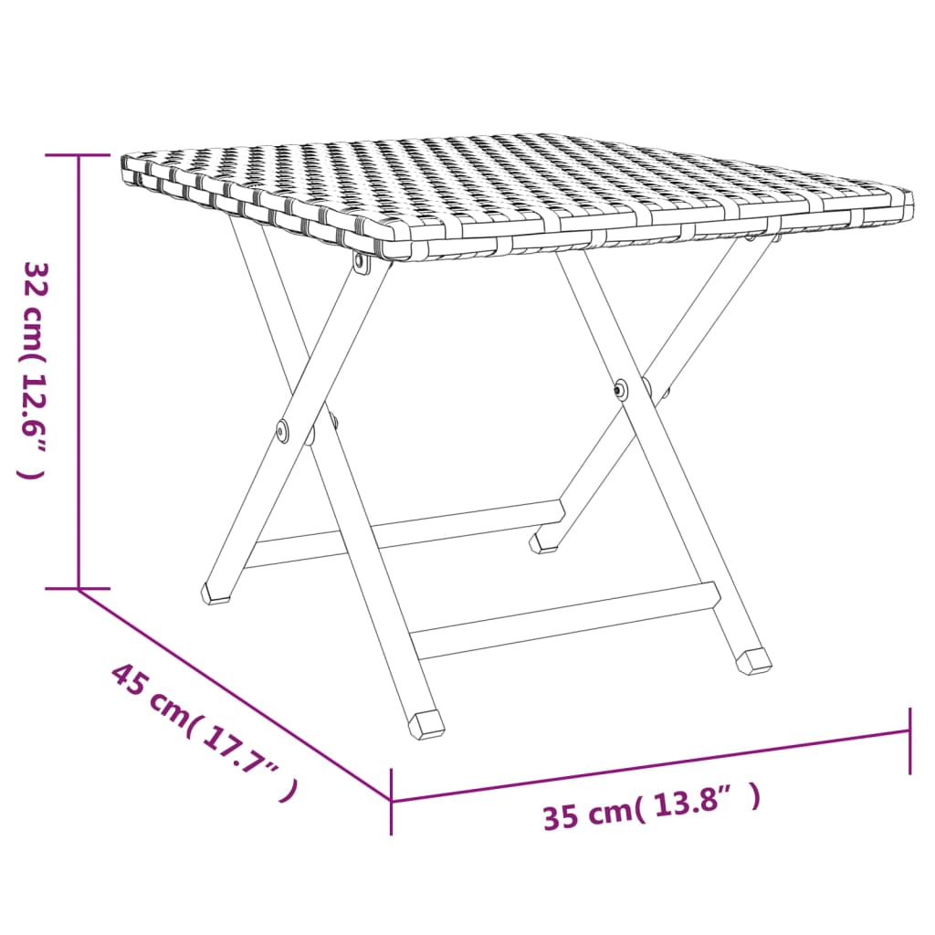 vidaXL Folding Table Brown 45x35x32 cm Poly Rattan