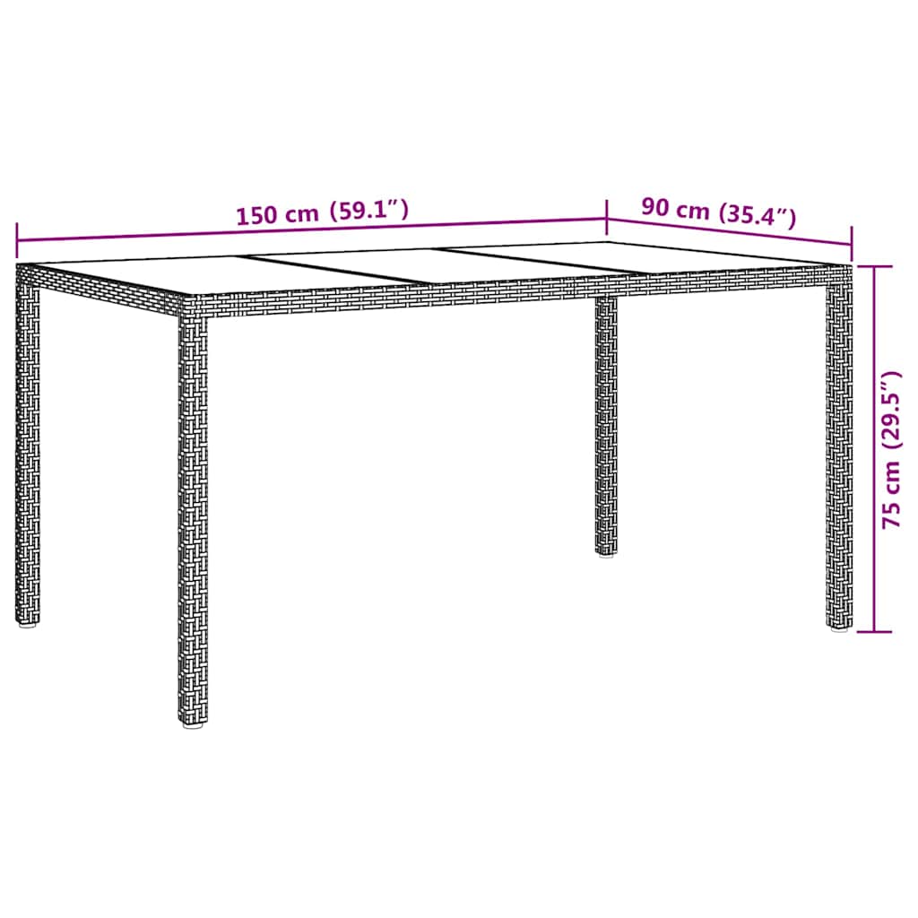 vidaXL Garden Table Beige 150 x 90 x 75 cm Poly Rattan