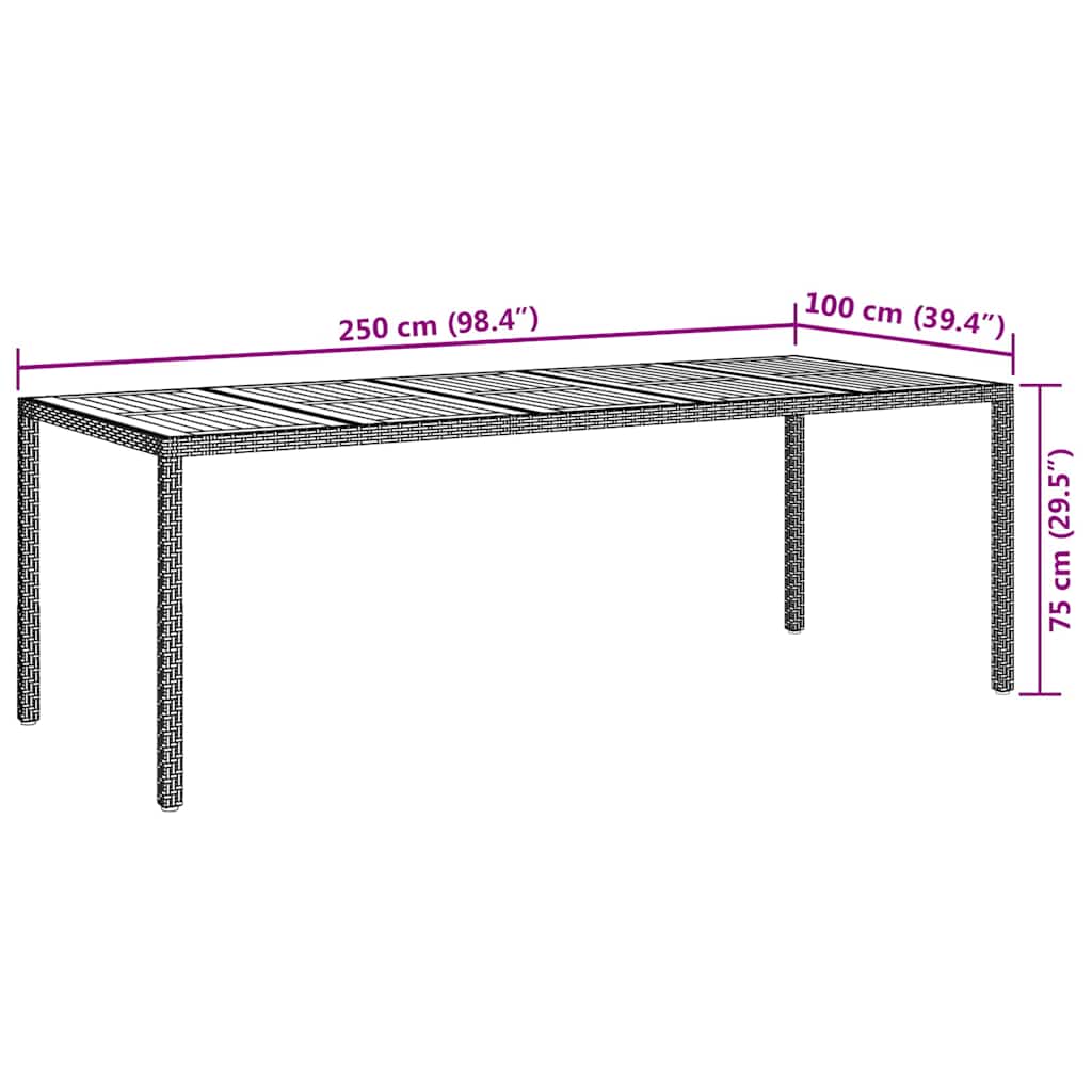 vidaXL Garden Table Black Poly Rattan