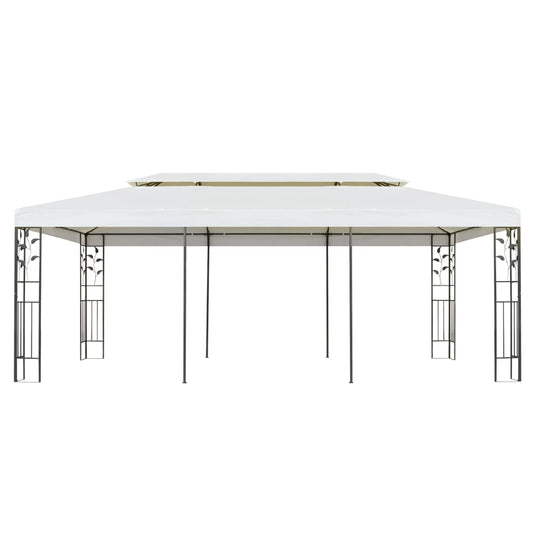 vidaXL Gazebo with Double Roof White 6x3 m Steel