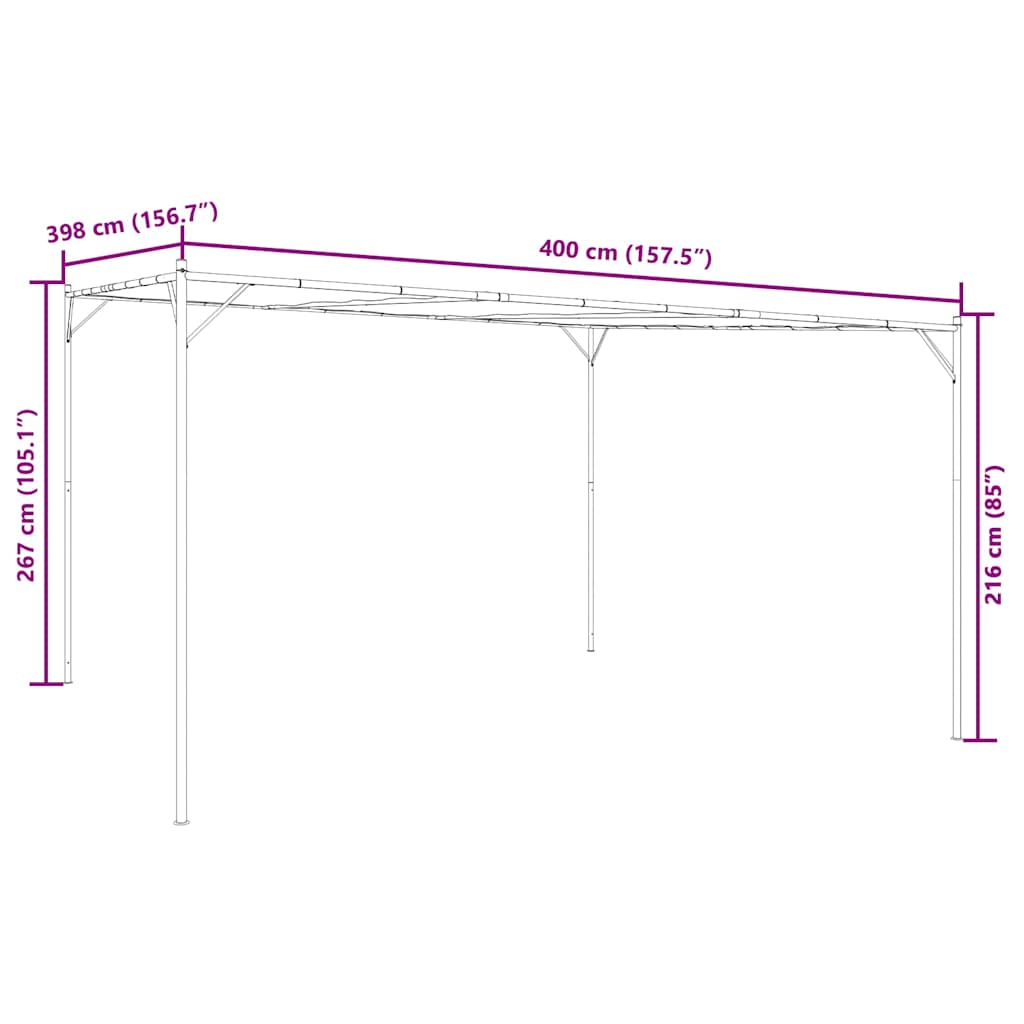 vidaXL Gazebo Beige 4x4 m 180 g/m² Fabric and Steel